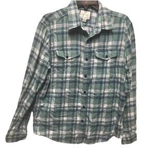 American Eagle Men’s Medium Super Soft Green Plaid Flannel Button Up Shirt